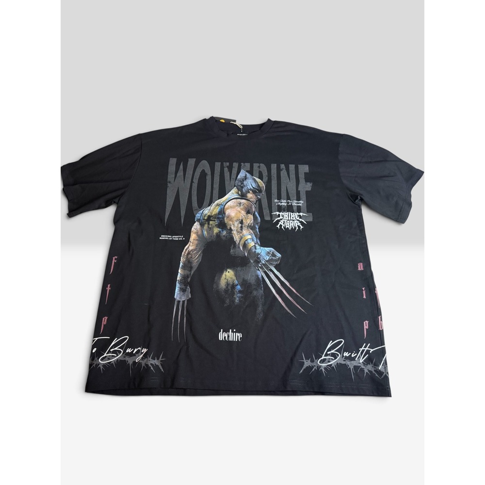 Dechire Lifestyle Wolverine Graphic T-Shirt Black Mens 2XL Marvel Streetwear